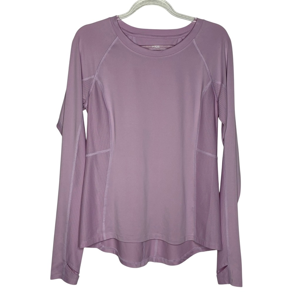 Fila Sport Womens Small Lavender Mesh Panel Active Top Thumbhole Long Sleeve